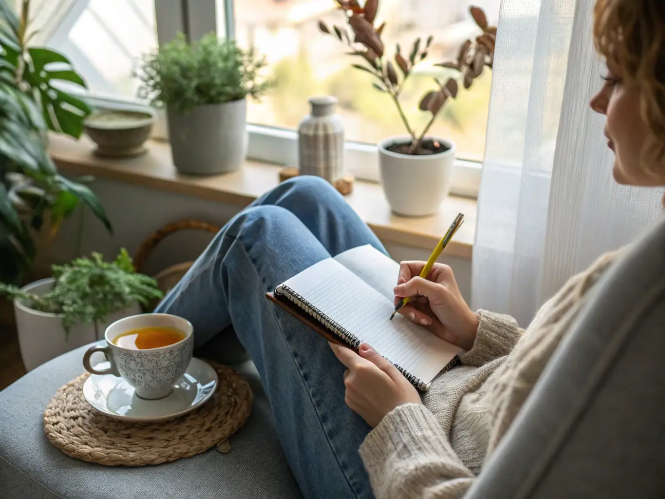 An image depicting a serene individual meditating in a business environment, representing mindfulness and stress reduction techniques.